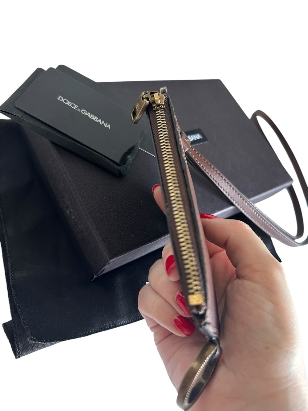 Dolce & Gabbana Brown Leather Wristlet with Gold Hardware - Picture 7 of 11